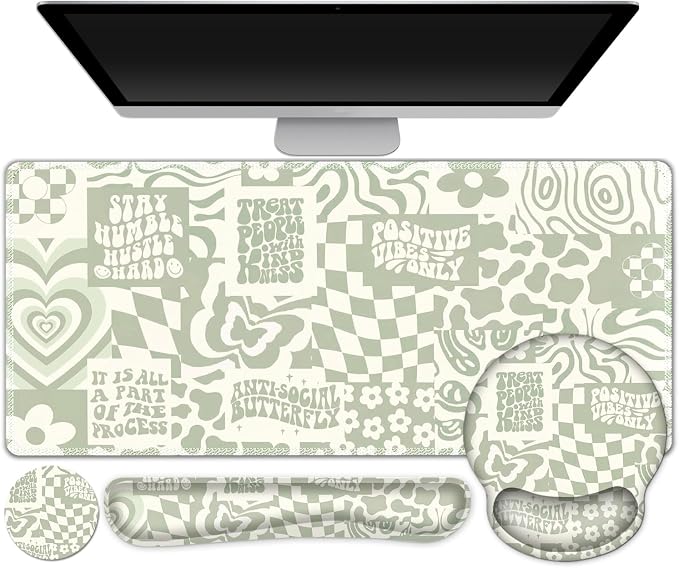 Large Desk Mat, Desk Pad Protector, XXL Mousepad + Keyboard Wrist Rest+Mouse by ToLuLu