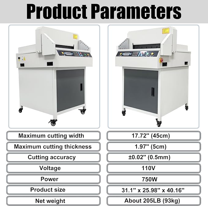 17.72'' Electric Paper Cutter High Precision Stack Paper Cutting Machine - Image 7