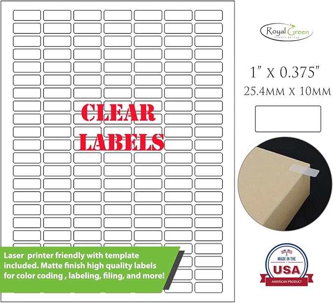 Rectangle Labels Clear Matte Finish 1" x 0.375" -824 Pack Includes Bonus Red - Image 2