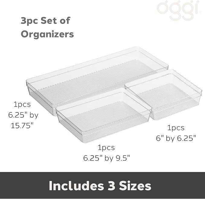 Oggi Set of 3 Clear Drawer Organizers - Image 4