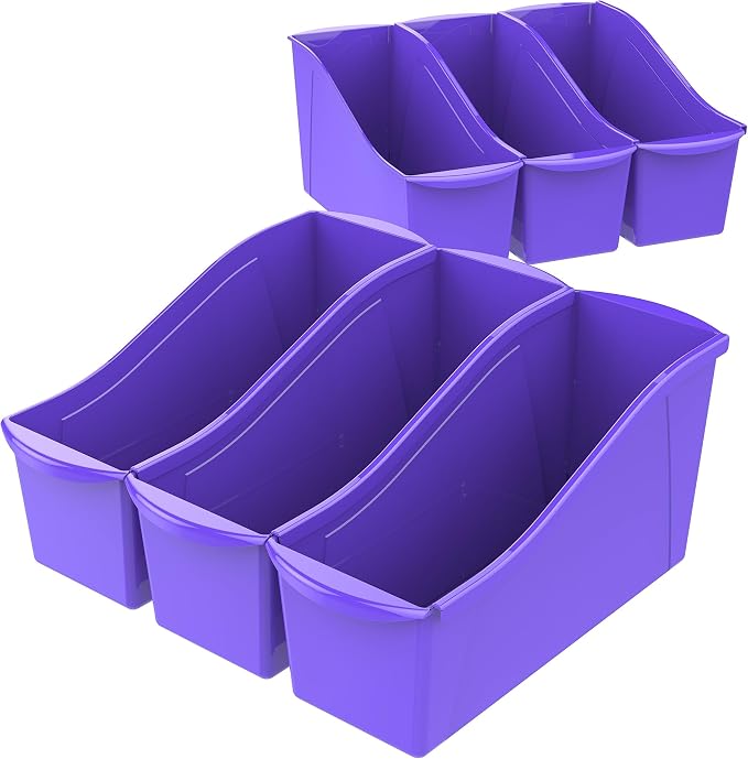 Storex Large Book Bin, Interlocking Plastic Organizer by Storex