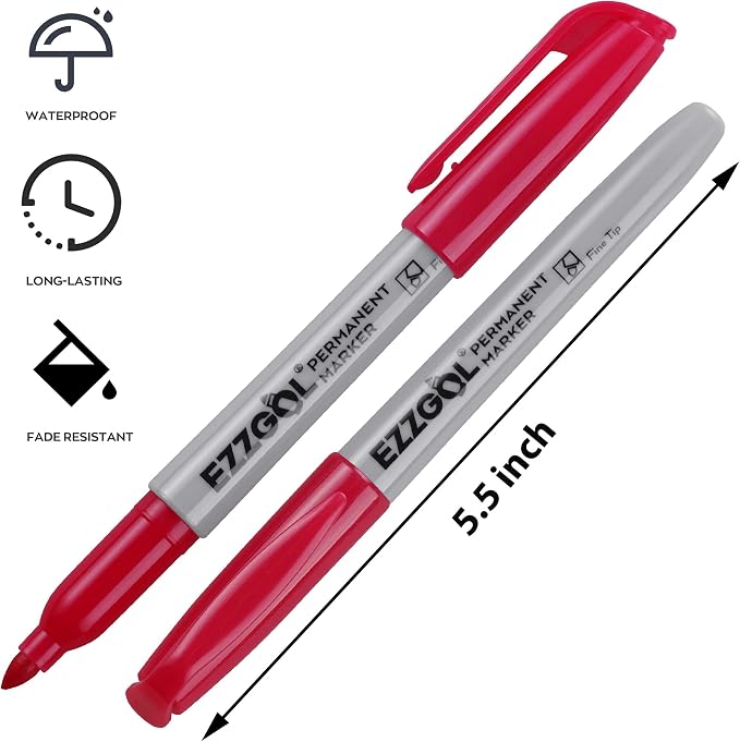 Ezzgol Permanent Markers Bulk, 72 Pack Red Permanent Marker Set, Fine Tip - Image 4