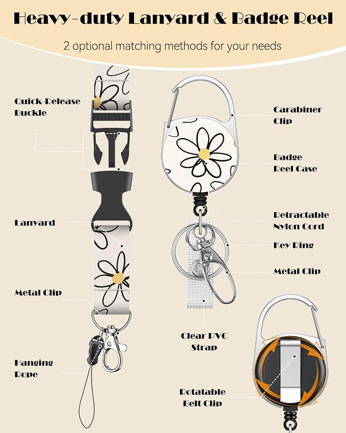 Uniclife Fashionable Sliding Badge Holder Flower Pattern - Image 4