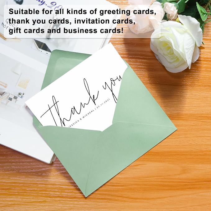 50 Pack A7 Envelopes, Sage Green Greeting Card Envelopes Self Seal, 5.24 x 7.24 - Image 2
