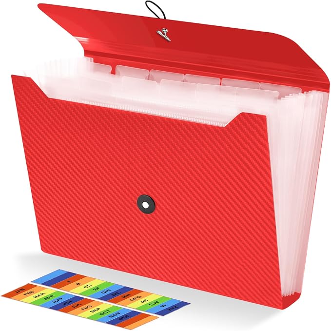 Expanding File Folder, 13 Pockets Accordian File Holder Organizer, A4 Letter by Nicecho