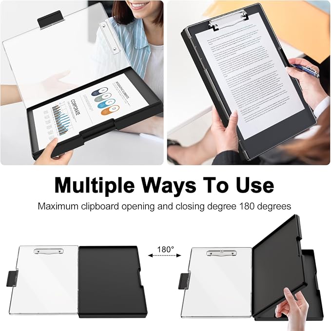 Piasoenc Clipboard with Storage, 8.5 x 11 ClipBoards with 2 Storage, Folio & - Image 3