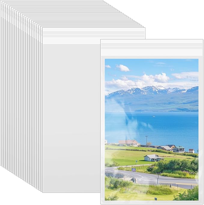 VOKOY 200 Pack Cellophane Bags Self Sealing, Resealable Clear Plastic Sleeves by VOKOY