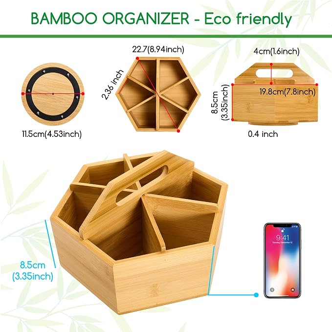 MEEDEN Bamboo Rotating Art Supply Desk Organizer: Pen & Pencil Holder - Image 3