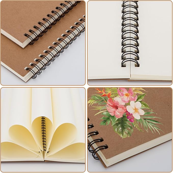 24 Pack A5 Spiral Notebook,Soft Cover,Blank Sketch,Wire-Bound Journal Notebook,120 Pages, Unlined Paper Diary Notebook for Office, Business, School Supplies-DeskLoop Office