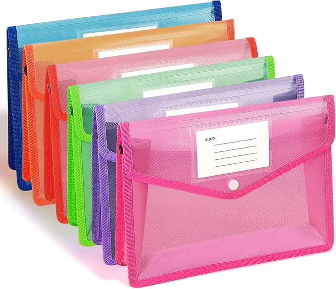 6Pcs Plastic Expanding File Folder, Transparent envelopes by HIIXHC