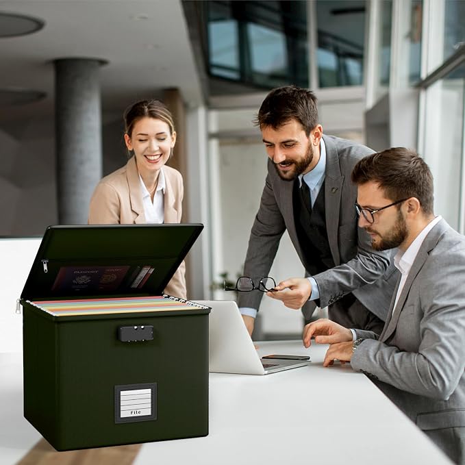 Army Green Fire Proof File Box for Documents - Image 2