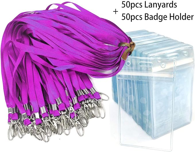 Lanyard with ID Holder 50 Pcs Waterproof Name Tag Badge ID Card Holders ID Pass - Image 6