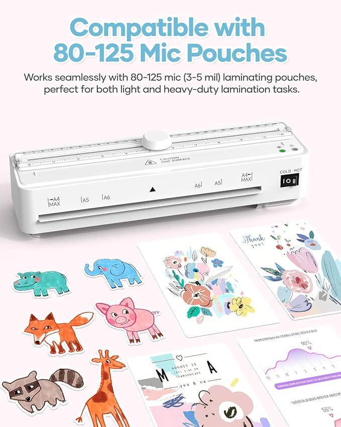 Kejector Laminator Machine, 9 Inch with 20 A4 Sheets Thermal and Cold Lamination Built in Cutter Quick Warm Up for Home Office School, White-DeskLoop Office