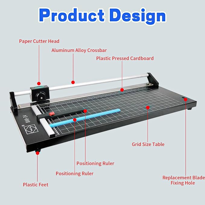 24 Inch Manual Precision Rotary Paper Trimmer, Rotary Paper Cutter Trimmer - Image 5