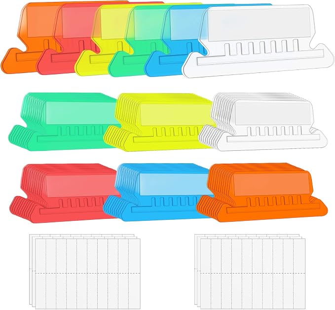 File Folder Tabs, 60+120 Sets Multicolor Hanging Folder Tabs by QUEENTI