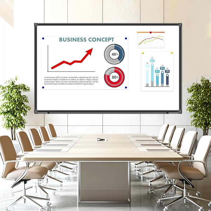 H-Qprobd 70"x40" White Board for Wall Large Magnetic Dry Erase Board with Black Aluminum Frame, Presentation Whiteboard Suitable for Home, Office, Classroom & Kitchen-DeskLoop Office