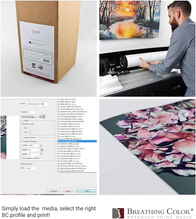 Premium Lyve Matte Canvas Paper Perfect For Use on Professional Makes and Models of Epson, Canon and HP printers preferred by Professionals. 19 mil textured Canvas offered in a 17 inch by 40 ft roll-DeskLoop Office