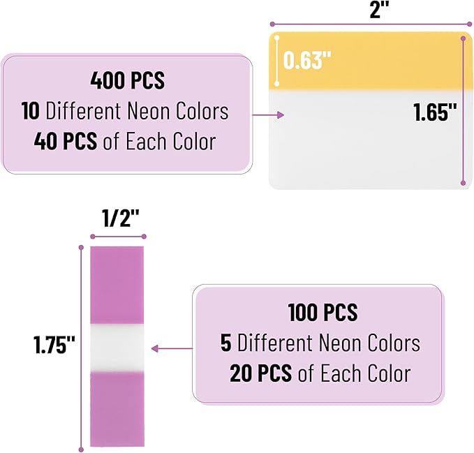 Mr. Pen- Sticky Index Tabs, 500 Pcs, 21 Sets, Colorful Sticky Tabs for Notebooks, Page Markers, Page Tabs for Binders, Page Tabs Sticky Tabs for Books, Notebook Tabs, Book Sticky Tabs for Notebooks-DeskLoop Office