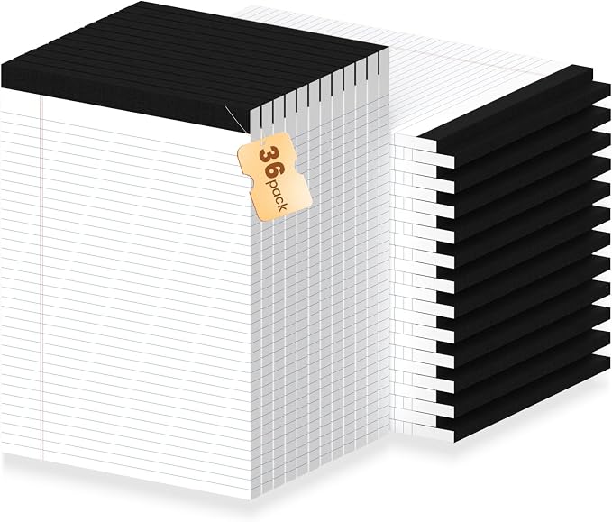 36Packs Legal Pads 8.5 x 11 Inch, 50Sheets/Pack, College Ruled & Perforated by Ciphyfee