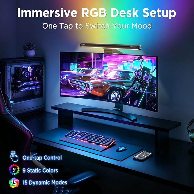 Quntis Monitor Light Bar 15.7", 24 RGB Backlight Modes - Image 3