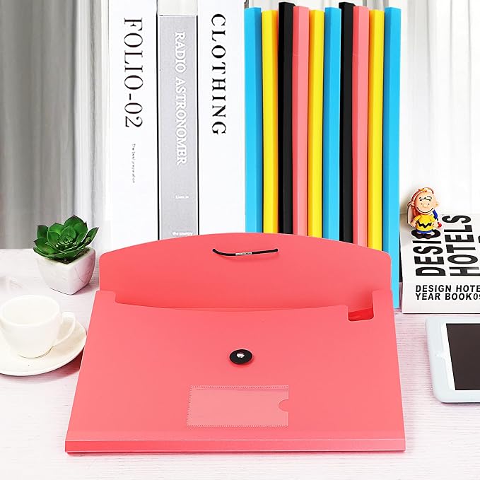 4 Pack 7-Pocket Expanding File, Plastic Expandable File Folder - Image 5