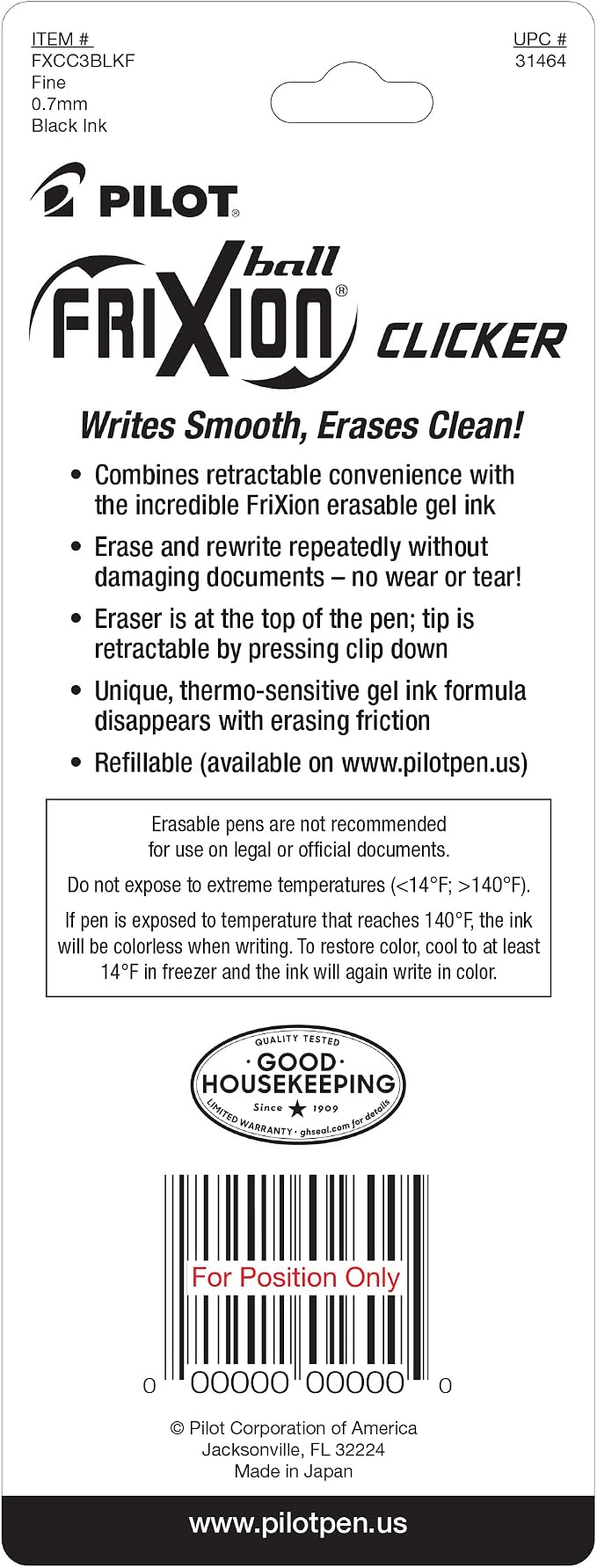 PILOT FriXion Clicker Erasable Pens, Refillable & Retractable Gel Ink Pens - Image 3