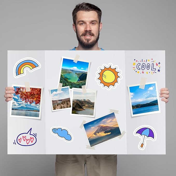 4 Pack Trifold Poster Board, 36x48 Inches White Presentation Board, Portable Display Board for Science Fair, School DIY Project and Business Exhibitions-DeskLoop Office