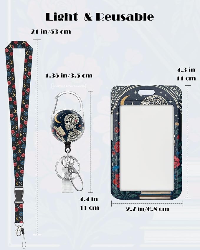 Uniclife Fashionable Sliding Badge Holder, Skeleton Pattern Plastic Card Holder - Image 2