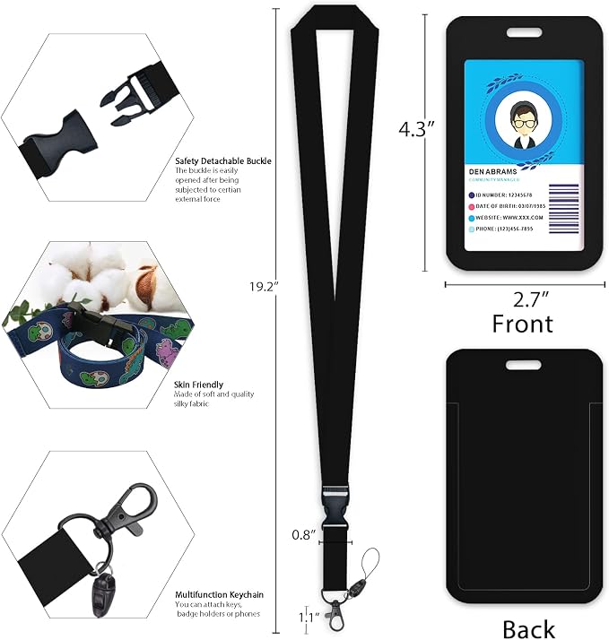 Giancomics Black Lanyards for Id Badges, ID Badge Holder - Image 4