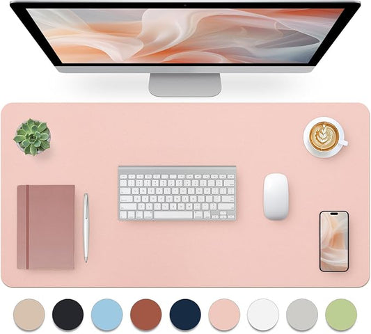 Blossoms Pink Desk Mat, Waterproof Non-Slip Leather Desk Pad, Large Mouse Pad by Bloss
