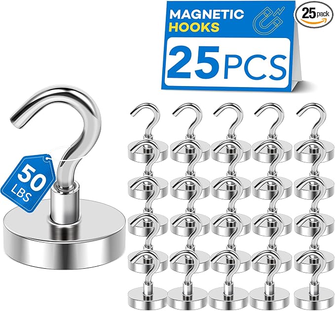 LOVIMAG Magnetic Hooks Heavy Duty 25 Pcs, 50lbs Magnets Hook by LOVIMAG