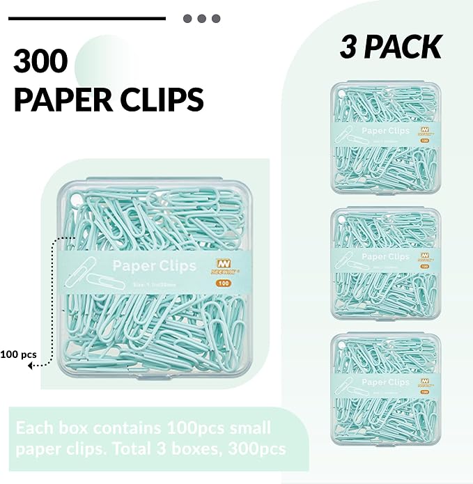 NEEWAY Small Paper Clips, 1.1 Inch Vinly Coated Colored Paperclips, 3 Pack of - Image 3