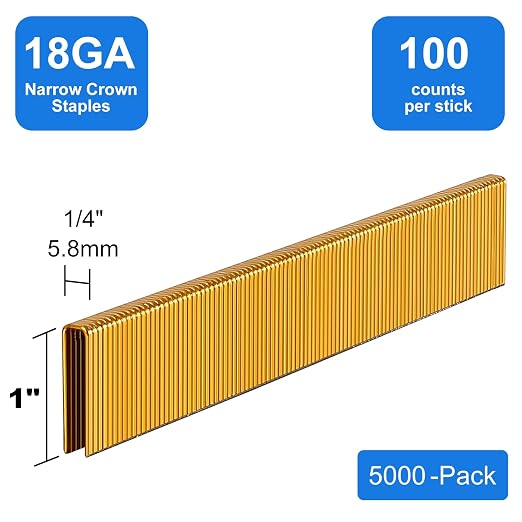 18 Gauge 1/4" Narrow Crown Staples 1" Leg Galvanized 5000 Pack - Image 2