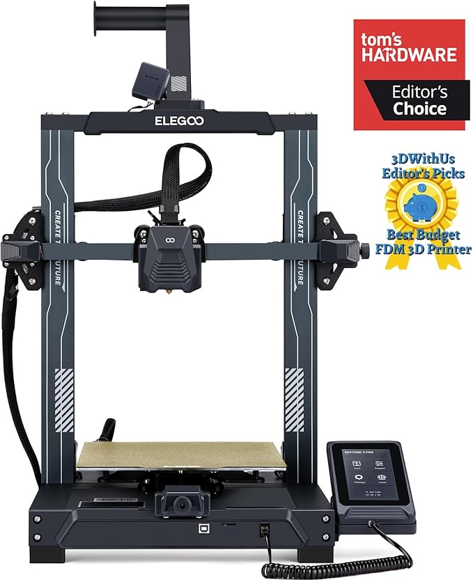 ELEGOO Neptune 3 Pro 3D Printer with Auto Bed Leveling, Dual-Gear Direct Extruder, Dual Lead Screw Drive, Removable Capacitive Screen,8.85x8.85x11in Large Printing Size-DeskLoop Office