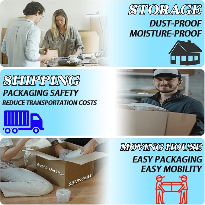 50Pcs Clear Bubble Out Bag Pouches, 8X10 Inch Bubble Pouch Wrap, Double Wall - Image 3