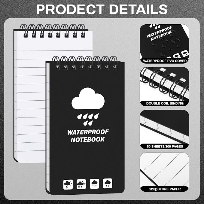 Thboxes 6 Pack Waterproof Pocket Notebook - Image 5