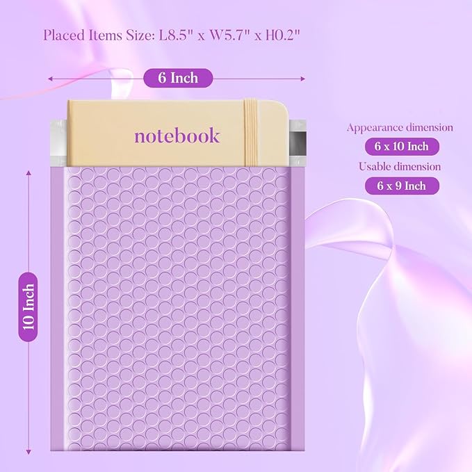Fuxury Bubble Mailers 6x10" 600 Pack Lavender Small Bubble Shipping Envelopes - Image 2