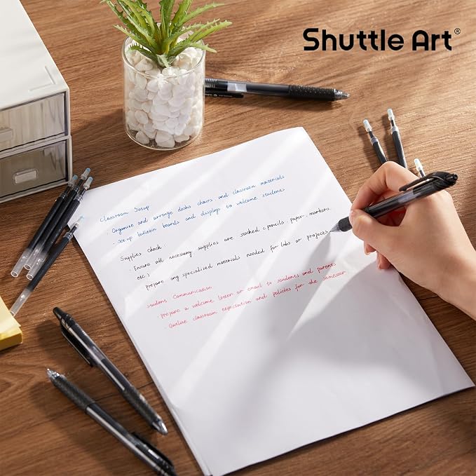 Retractable Gel Pen Refills, Shuttle Art 120 Pack Black Rollerball Gel Ink Pens - Image 6