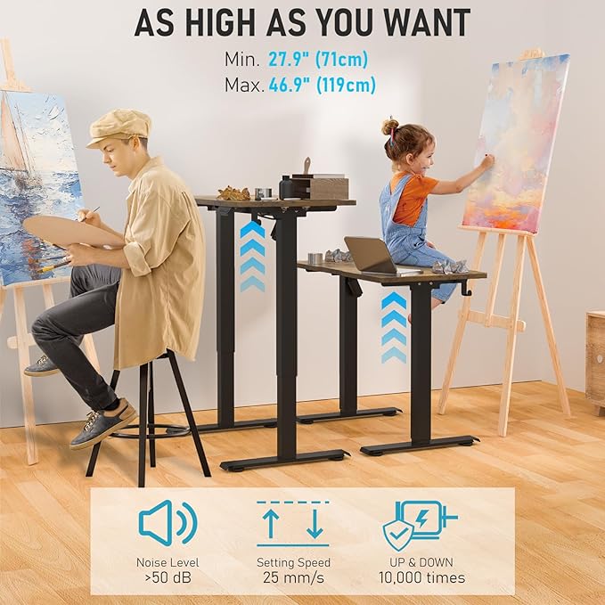 35 * 20 Electric Standing Desk, Adjustable Height Sit Stand Up Desk, Motorized Home Office Computer Gaming Workstation Desk-DeskLoop Office