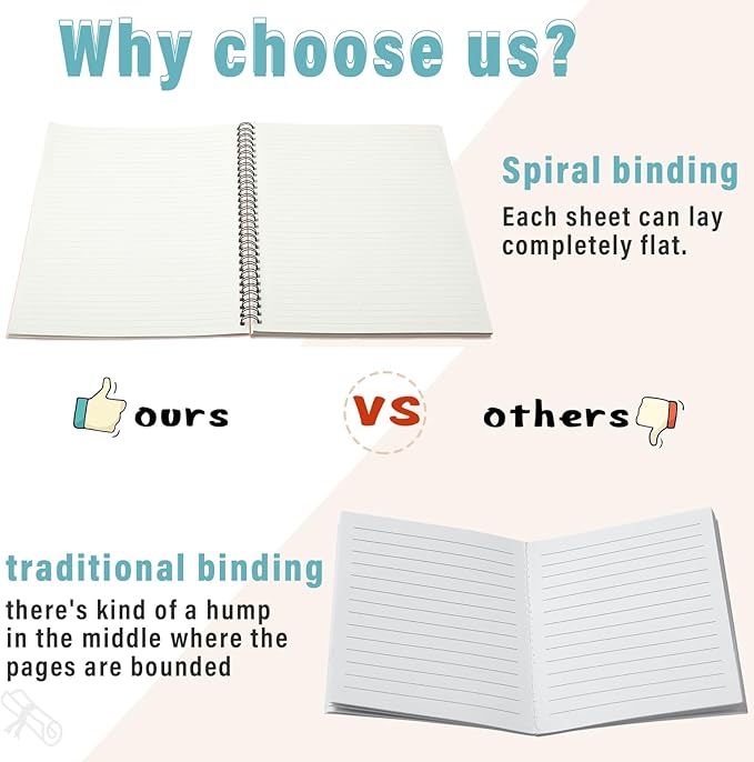 Fuutreo 12 Pcs Spiral Notebook for Work A5 8.3 x 5.7 Inch College Ruled Spiral Journal Notebook Kraft Cover Ruled Paper, 12 Color, 60 Sheets, 120 Pages for Office School(Candy Color)-DeskLoop Office