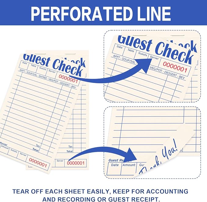 Guest Checks Books for Servers, Server Note Pads, 24 Pack, Natural Color Paper - Image 4