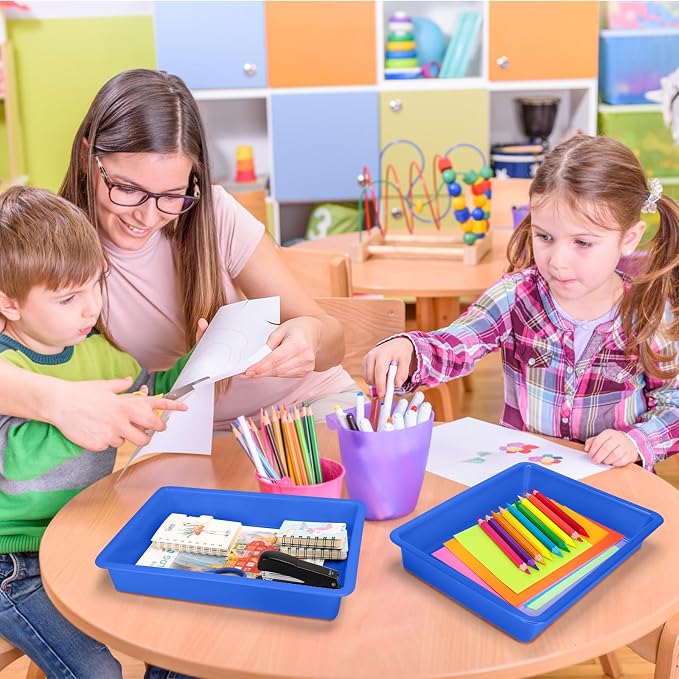 ShineMe 6 Pack Paper Trays for Classroom, Stackable Letter Size Storage Tray - Image 7
