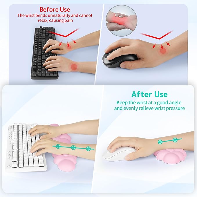 Sushret Cloud Wrist Rest Keyboard, Cloud Keyboard Wrist Pad Set - Image 3