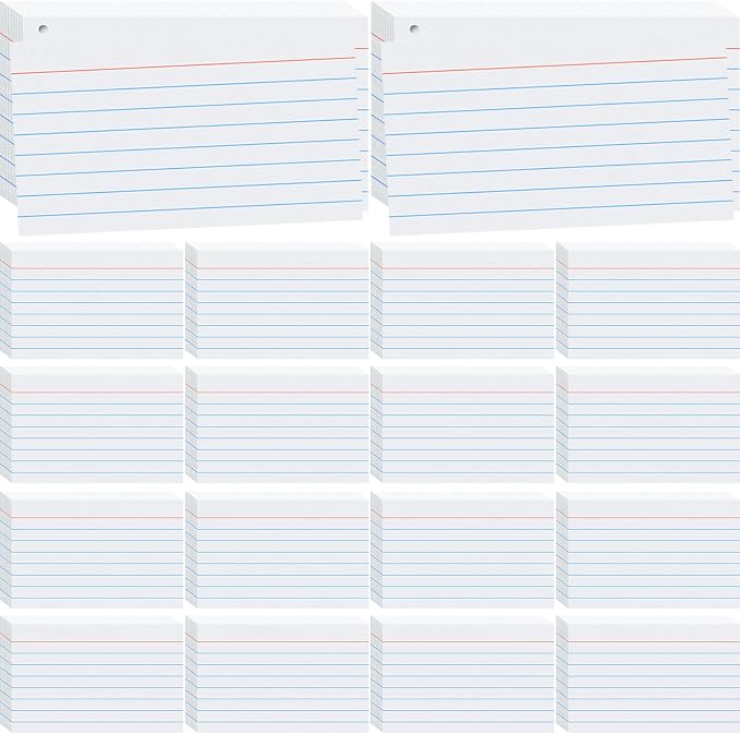 2000 Count White Index Cards 3x5, Lined Note Cards, Study Cards, Flash Cards by Beieverluck