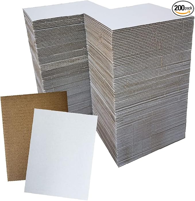 200 Packs Corrugated Cardboard Sheets, Premium Small 5x7 Inch White Cardboard by ANSSDO