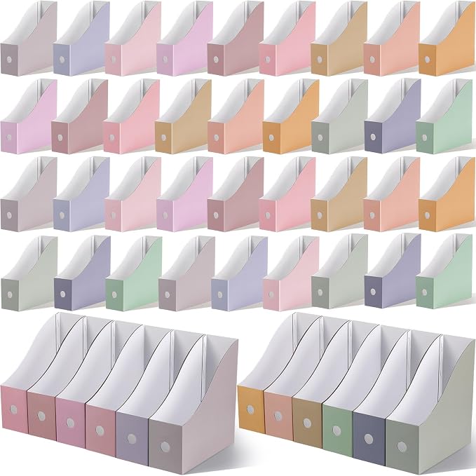 Colarr 48 Pcs Cardboard Magazine Holders 12 Colors Magazine Storage Box by Colarr