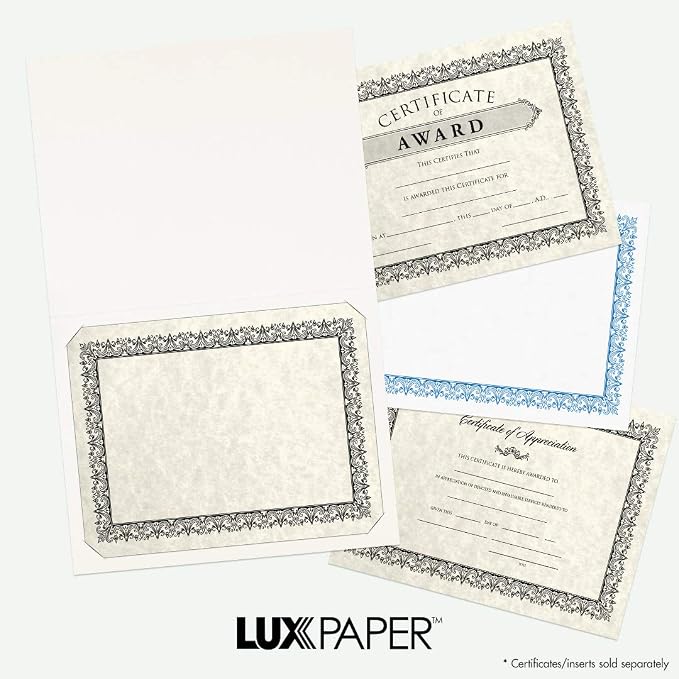 LUXPaper 9.5" x 12" Certificate Holders | White Linen | 100lb. Cover | 50 Qty - Image 7