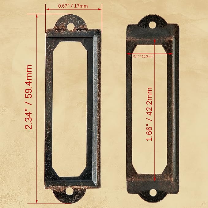 60 Pcs Antique Label Holder, 2.3 Inch, Office File Cabinet Shelves Drawer - Image 4