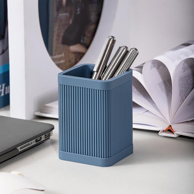 HighHerz Aesthetic Pen Holder For Desk, Modern Silicone Pencil Holder, Stylish - Image 2