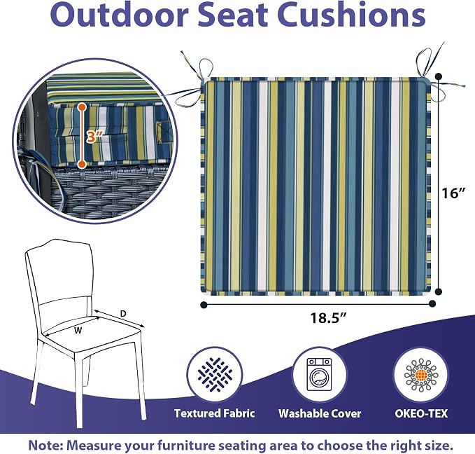 IPYNBAP Outdoor Chair Cushions Set of 4 -Waterproof Outdoor Seat Cushions - Image 6